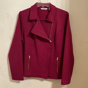 IsaacMizrahi Live! Assymetrical Zip Up Red Jacket in Size M